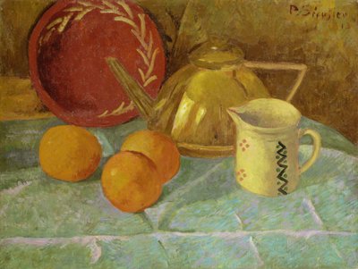 Stilleven met fruit en een kruik of Synchronisatie in geel, 1913 door Paul Sérusier